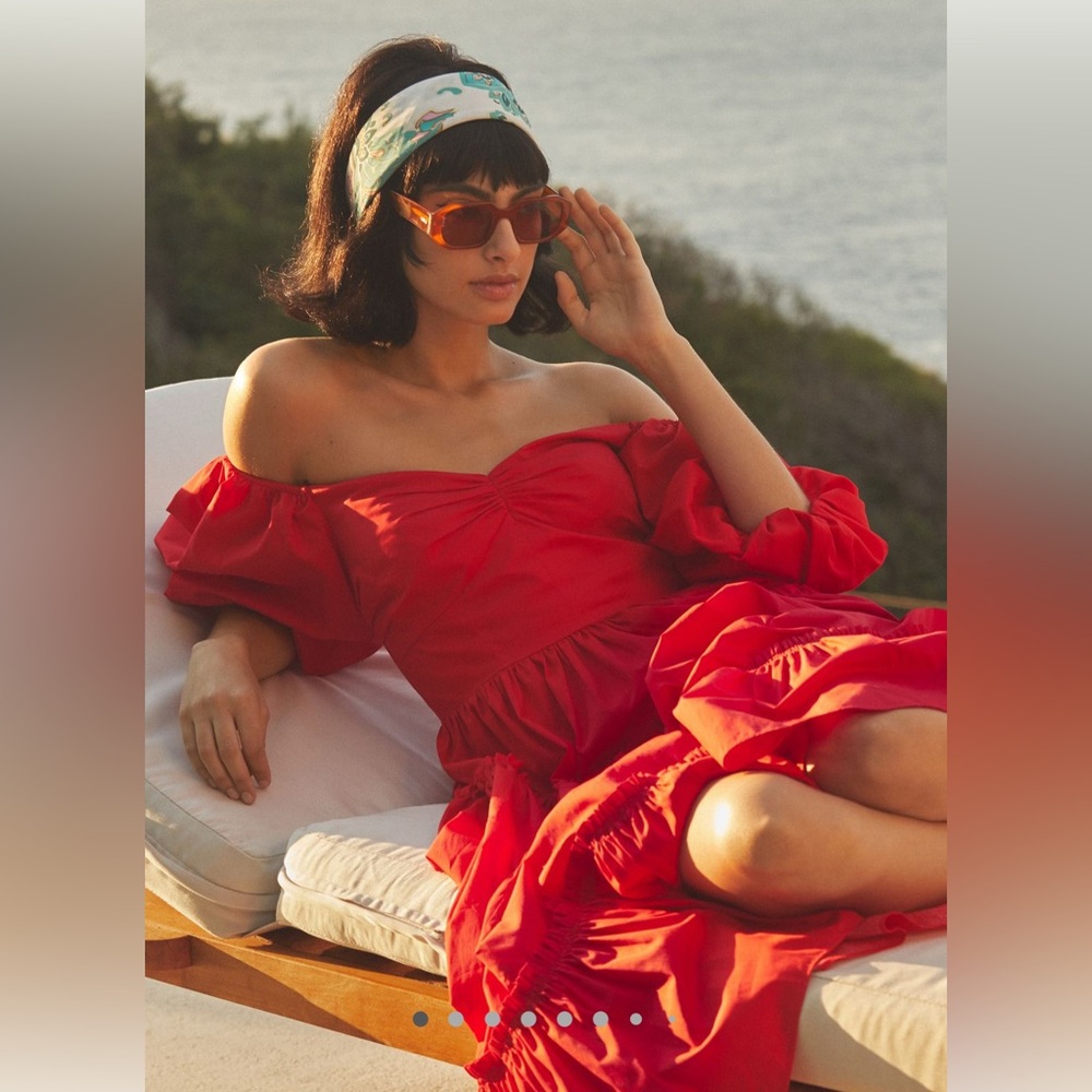 Anthropologie Off-The-Shoulder Poplin Midi Dress